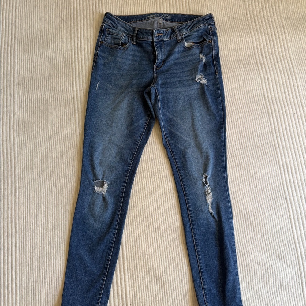 Old Navy Dark Blue Distressed Skinny Jeans
